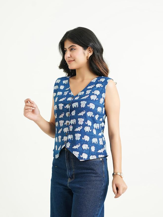 Cotton Woven Floral Printed Straight Top